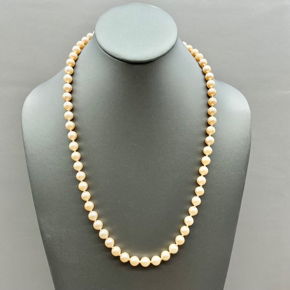 Monet Faux Pearl Necklace Women Cream Champagne Vintage Knotted Strand Jewelry
